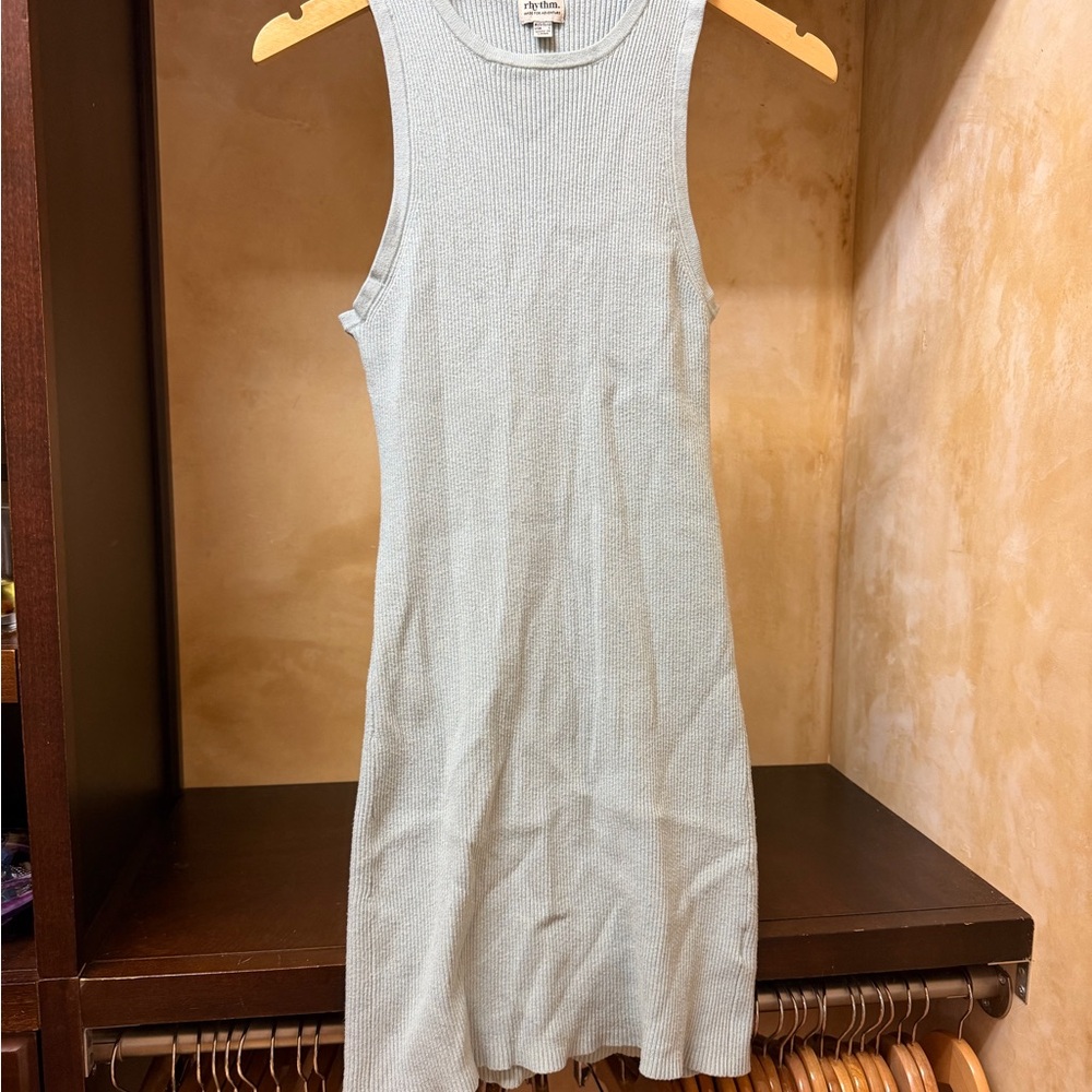 Rhythm Ribbed Midi Dress in Light Blue